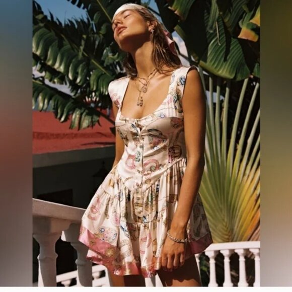 Vanessa Mooney Elisabeth Romper ICONIC VINTAGE JEWELRY SCARF PRINT - Picture 2 of 15